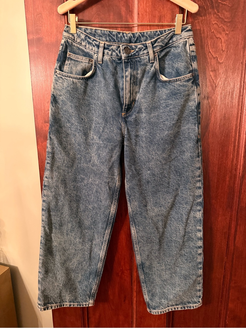 Classic Cropped Blue Denim Jeans - Relaxed Fit